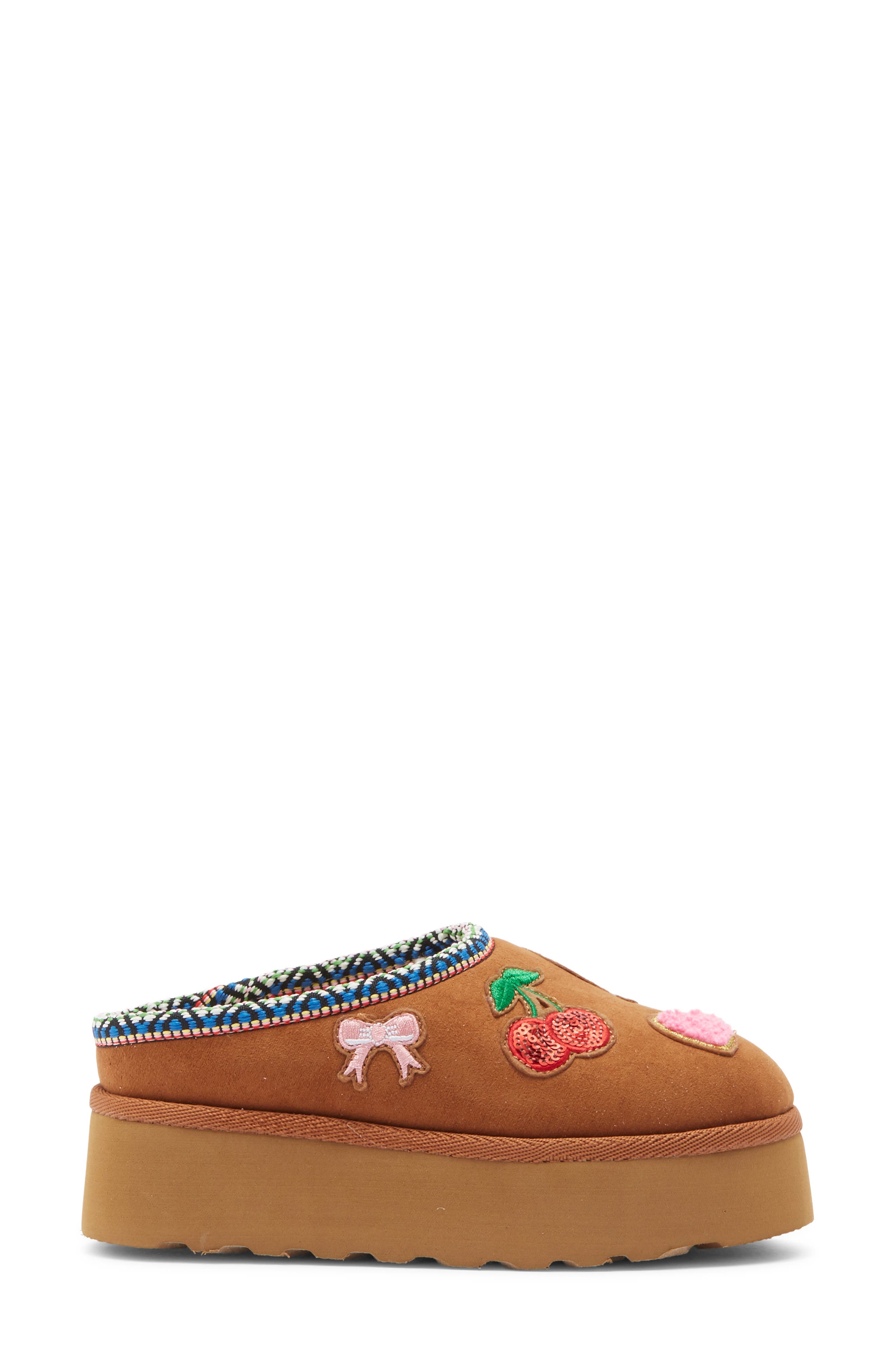 Kids' Ellis Patch Platform Slipper, Alternate, color, TAN CHESTNUT