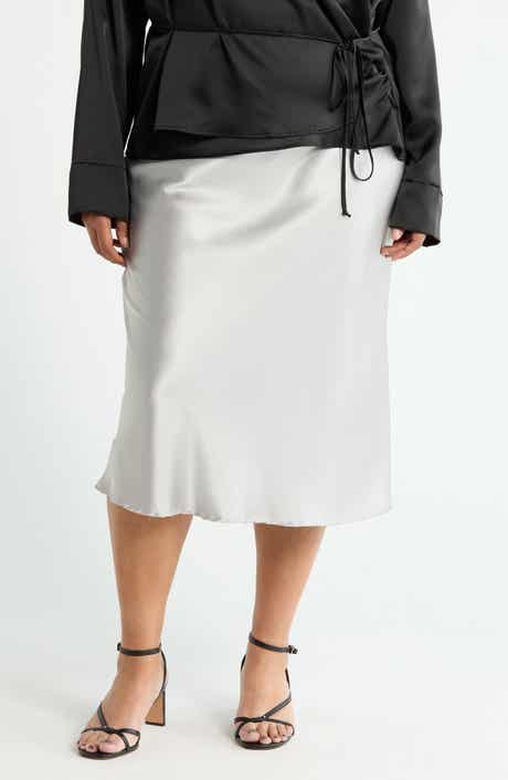 Renee C Satin Midi Skirt