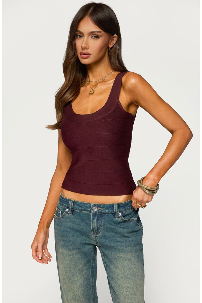 Akina Bandage Knit Tank, Alternate, color, BURGUNDY