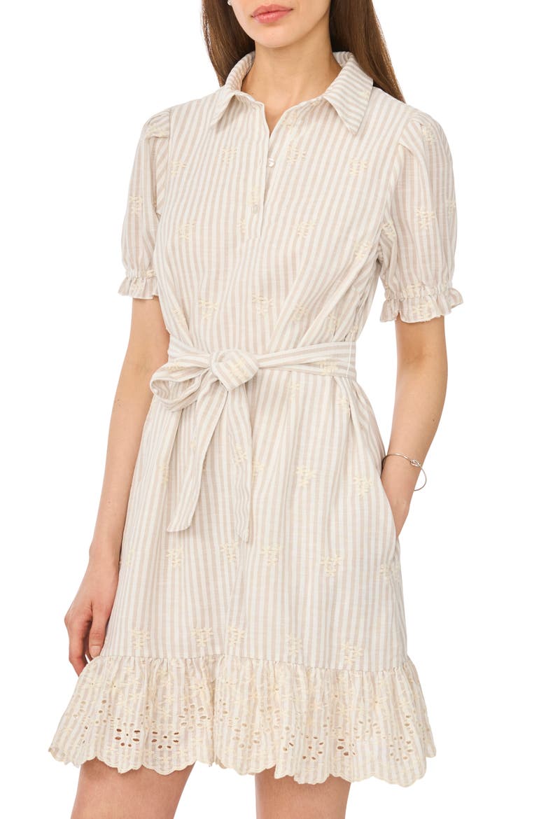 Short Sleeve Belted Shirtdress, Alternate, color, BIRCH