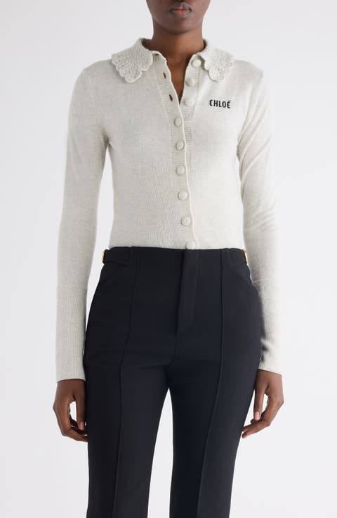 Crochet Collar Wool Cardigan