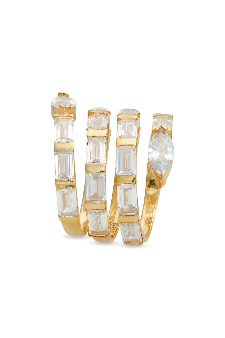 Cubic Zirconia Swirl Bypass Ring, Alternate, color, GOLD/ WHITE