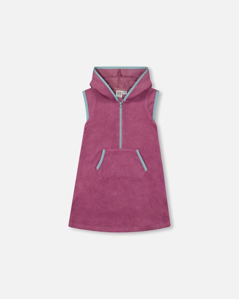 Deux Par Deux Hooded Terry Beach Dress - Candy Pink