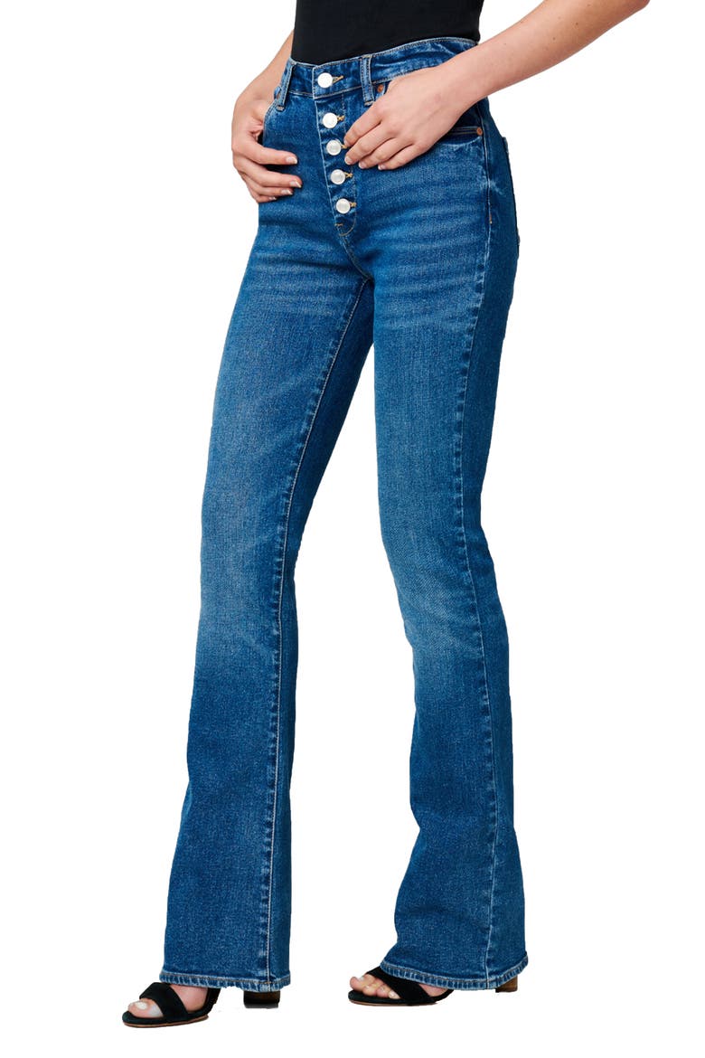 Hoyt Exposed Button Slim Bootcut Organic Cotton Jeans, Alternate, color, MAKING HISTORY