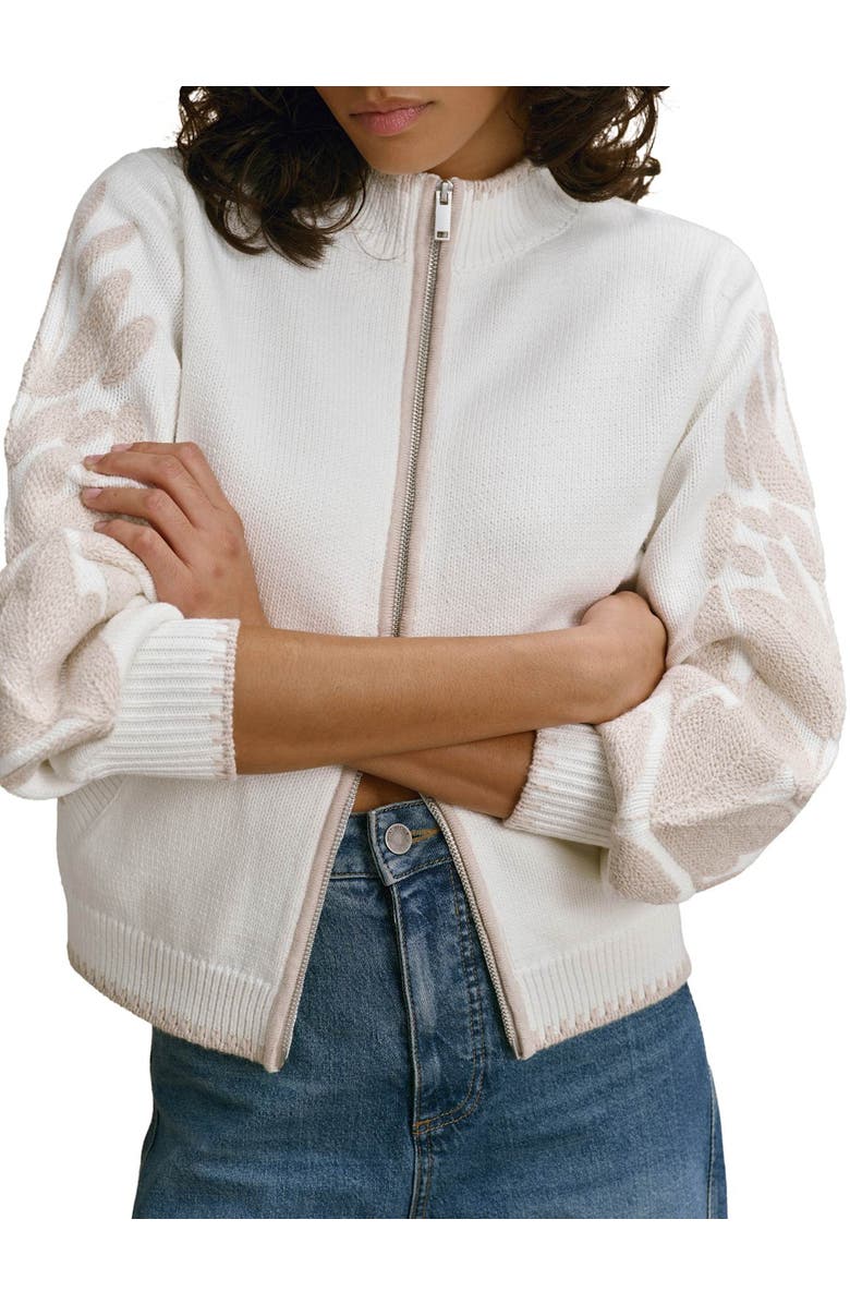 MINT VELVET Cotton Blend Embroidered Cardigan, Main, color, Ivory