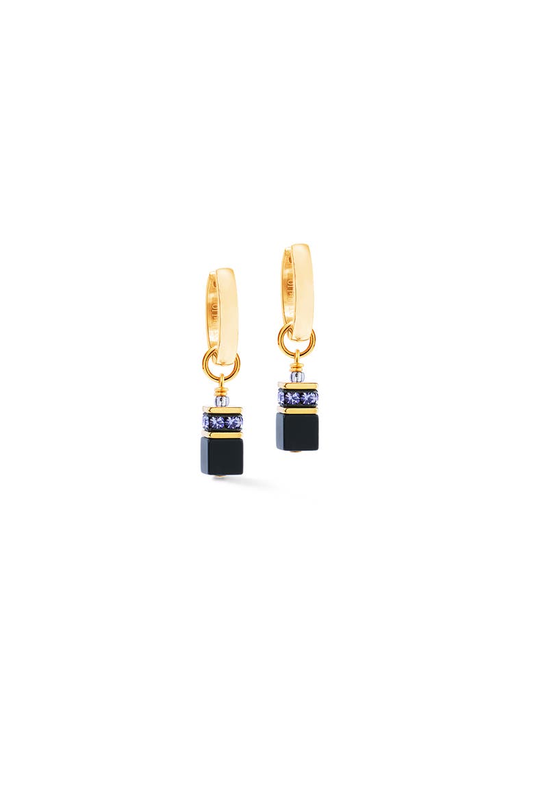 Geocube Precious Classic Gold Hoop Earrings, Alternate, color, Blue Moon