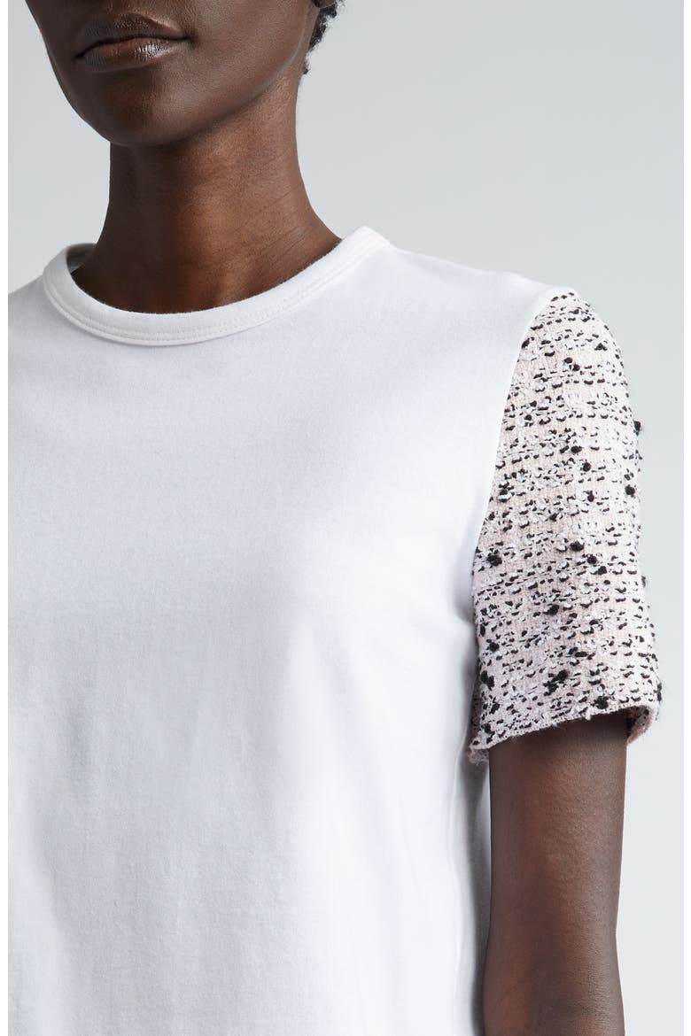 Donna Tweed Sleeve T-Shirt, Alternate, color, WHITE MULTI