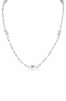 CZ by Kenneth Jay Lane Radiant Cut Cubic Zirconia Station Chain Necklace