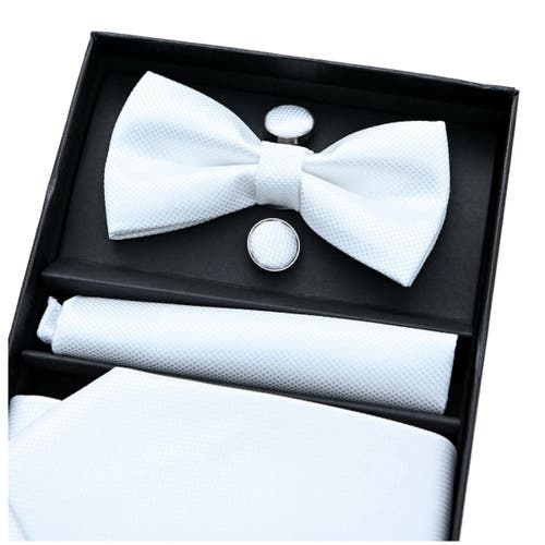 Moustache Tie Set In White