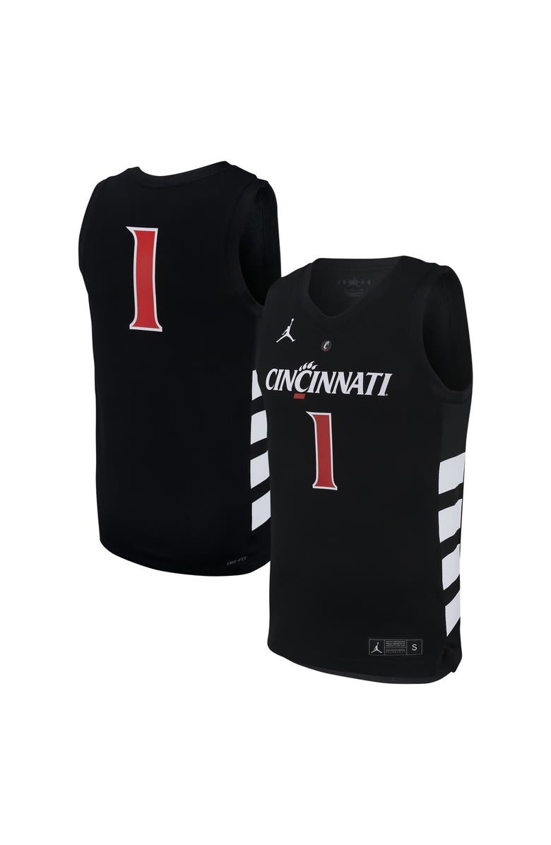Jordan Brand Men's Jordan Brand #1 Black Cincinnati Bearcats Replica Basketball Jersey, Alternate, color, 