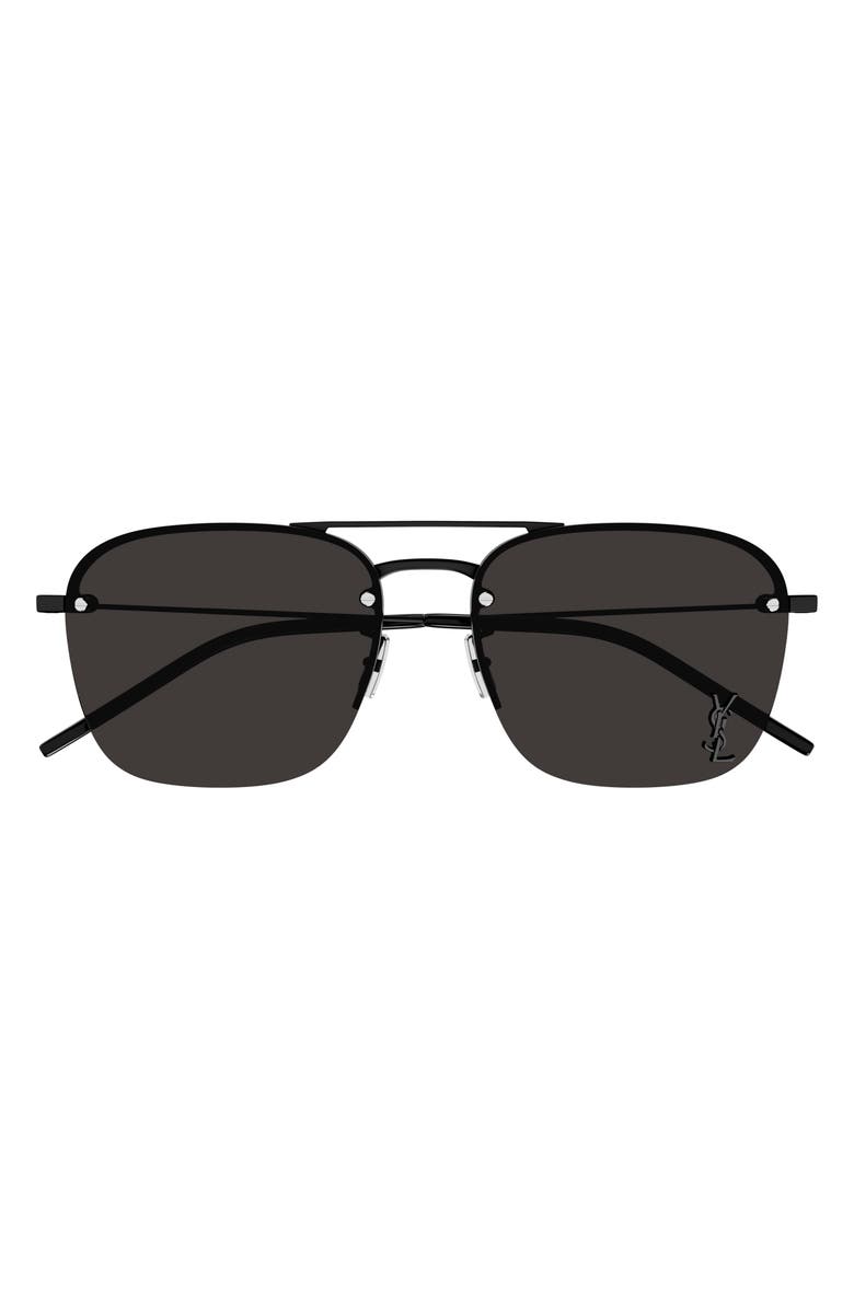 Saint Laurent 59mm Tinted Aviator Sunglasses, Main, color,