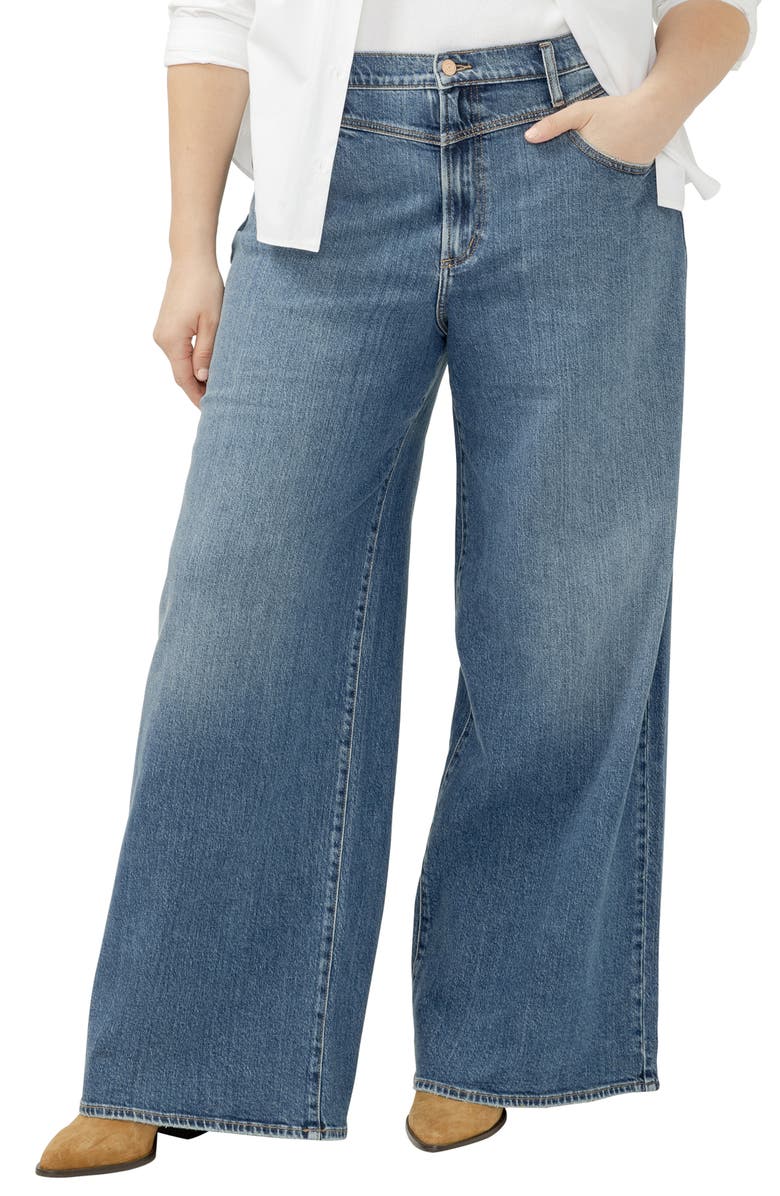 Silver Jeans Co. Highly Desirable V-Yoke High Waist Ultra Wide Leg Jeans, Main, color, Picadilly