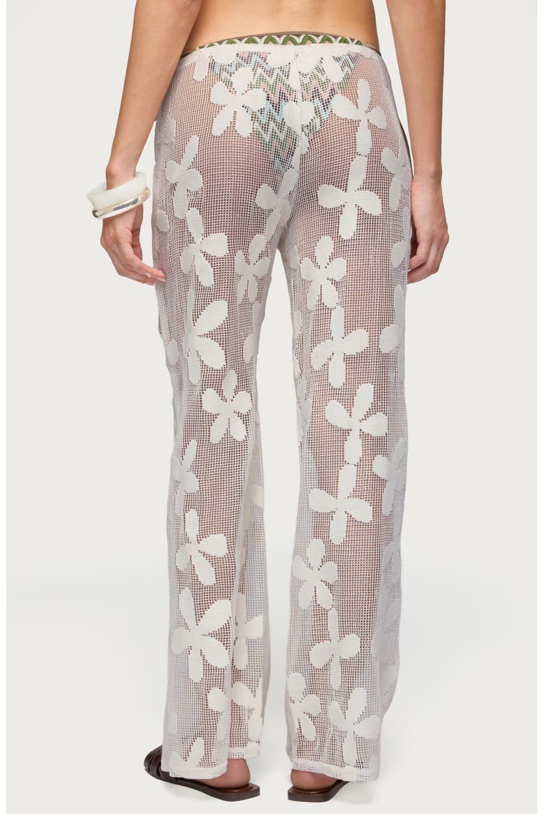 Candace Sheer Floral Cover-Up Pants, Alternate, color, CREAM