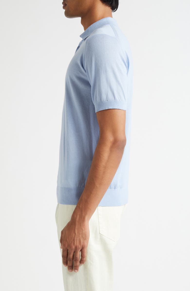 John Smedley Elias Sea Island Cotton & Cashmere Polo Sweater, Alternate, color, Clear Blue