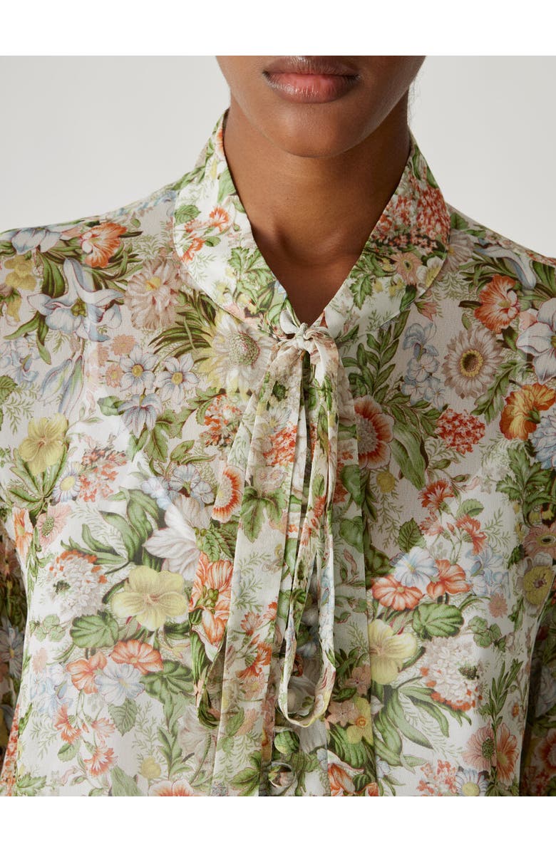 Rebecca Taylor All Over Floral On Viscose Chiffon Tie Front Blouse, Alternate, color, Floral Multi