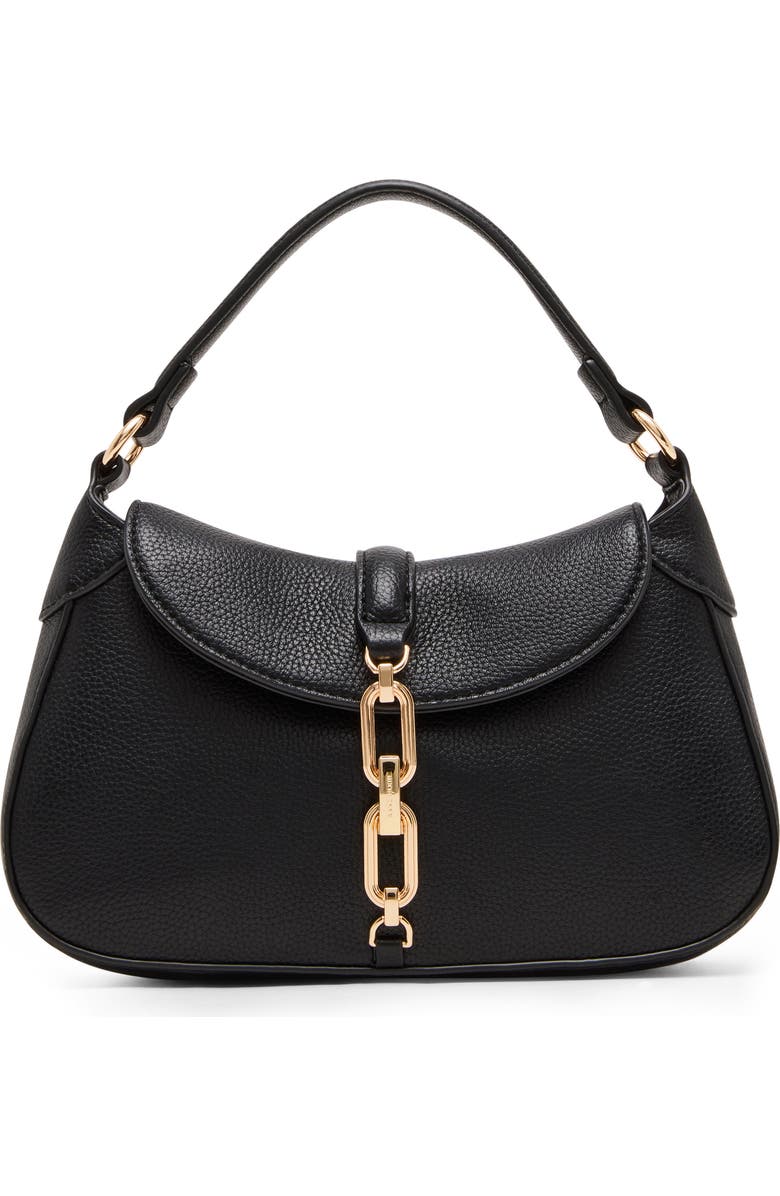 Anne Klein Chain Trim Crescent Shoulder Bag, Main, color, Black
