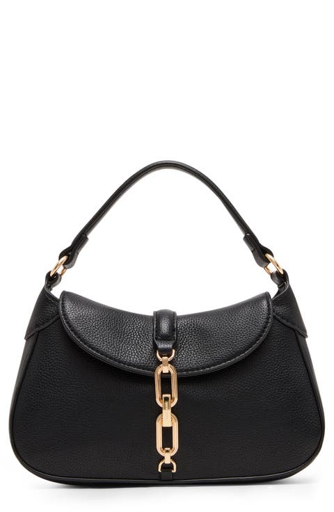 Chain Trim Crescent Shoulder Bag