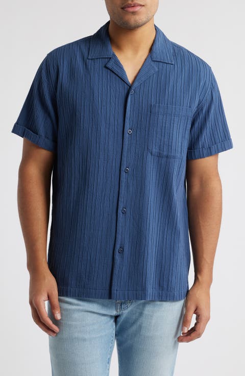 Ohana Short Sleeve Stretch Cotton Plissé Camp Shirt