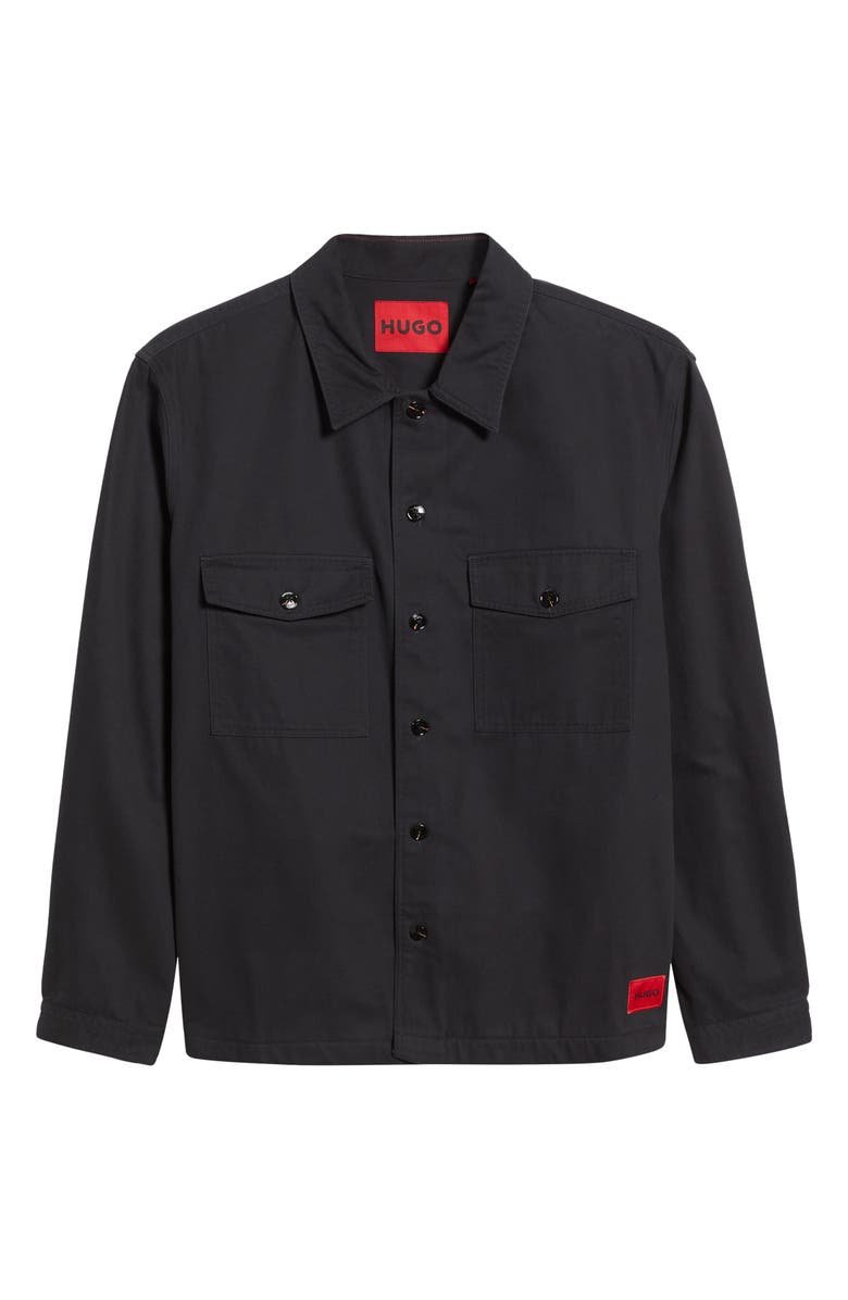 HUGO Enalu Cotton Twill Overshirt, Alternate, color, Black