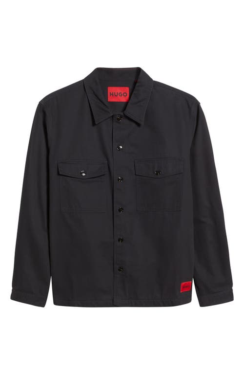 Hugo Boss Oversize-fit Overshirt In Cotton Gabardine In Black