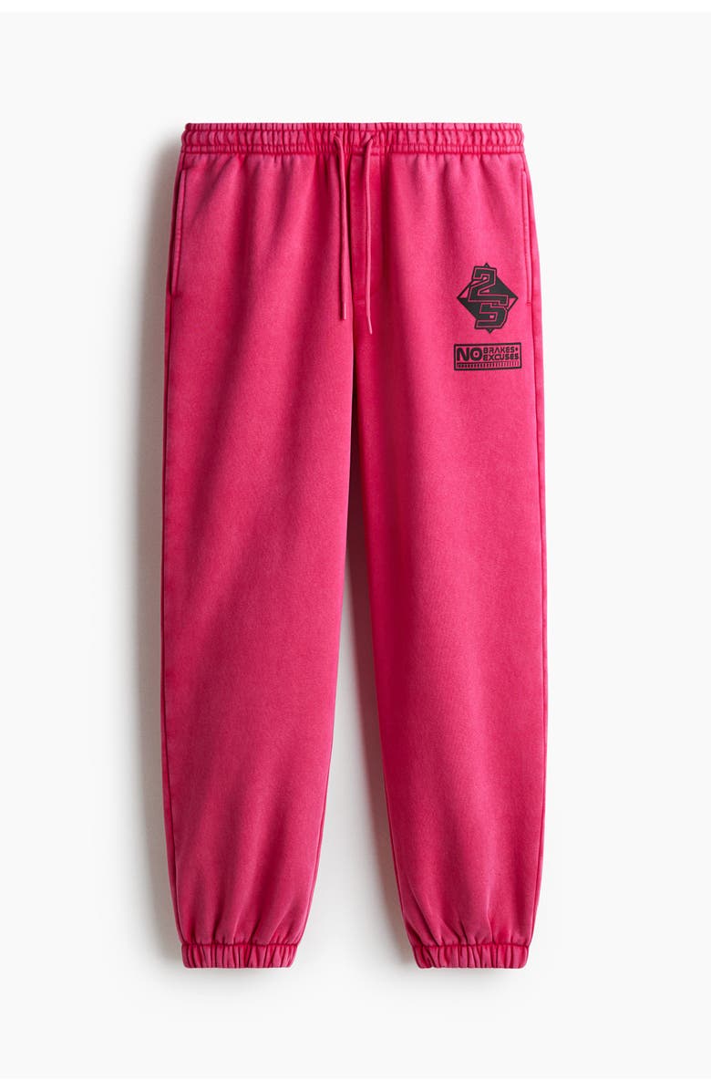 H&M Relaxed Fit Print-motif Sweatpants, Alternate, color, Cerise