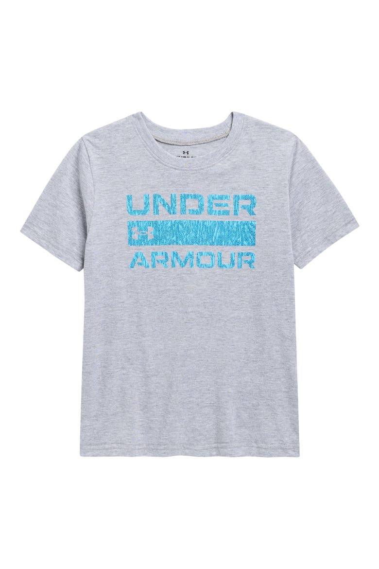 Kids' UA Bark Stacked Logo Performance Graphic T-Shirt, Main, color, MOD GREY