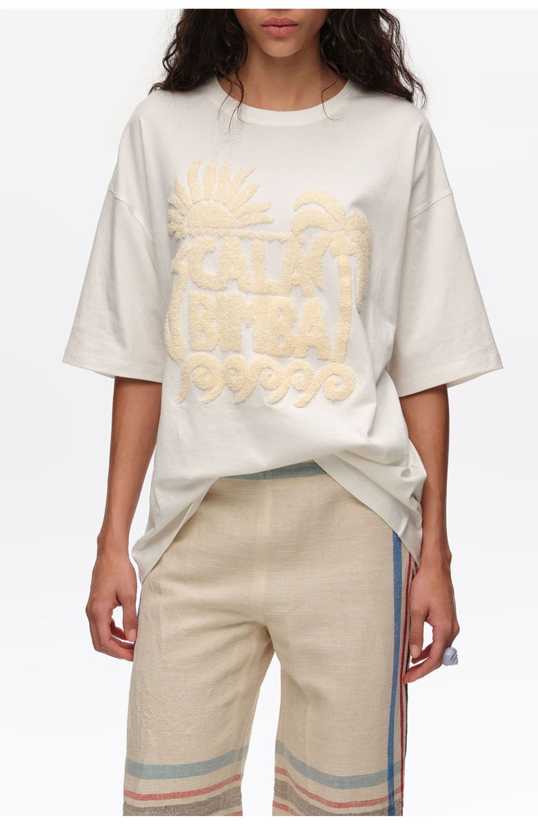 Bimba y Lola Toweling Logo T-Shirt, Main, color, Ivory