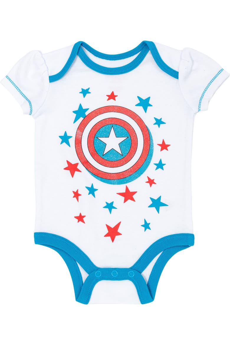Avengers 3-Pack Bodysuits and Headband Set, Alternate, color, Marvel Red Blue