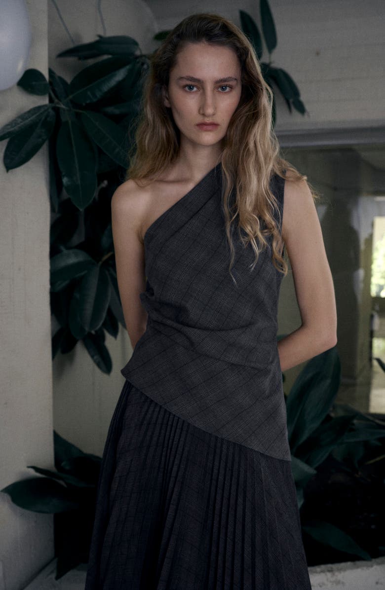 MANGO Asymmetric Check Sleeveless Top, Alternate, color, 