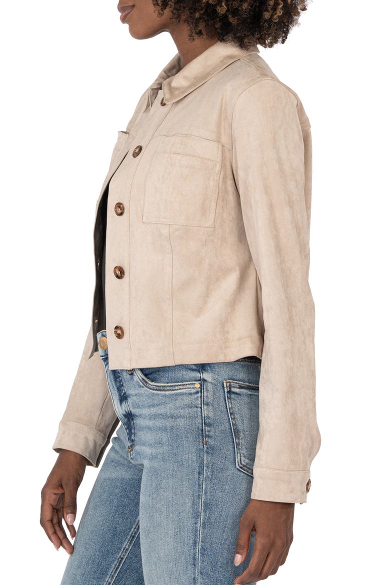 Matilda Crop Faux Suede Jacket, Alternate, color, STONE