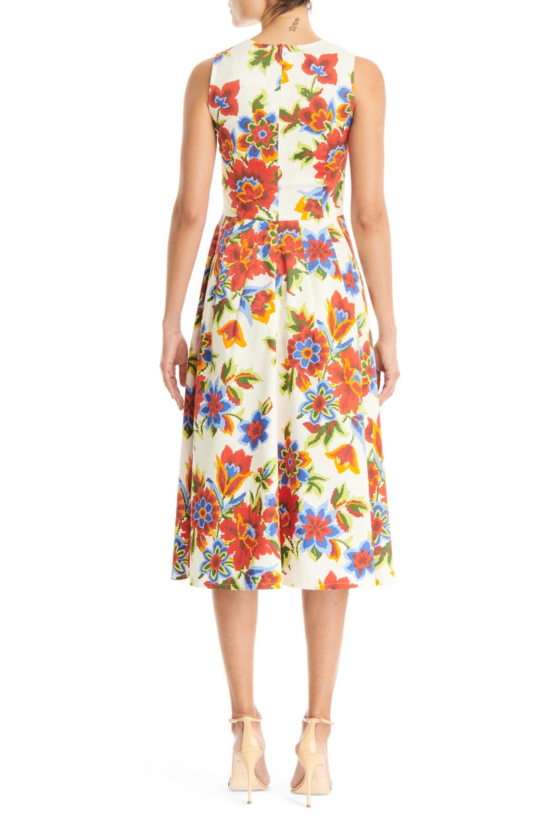 Sleeveless A-Line Midi Dress, Alternate, color, WHITE MULTI