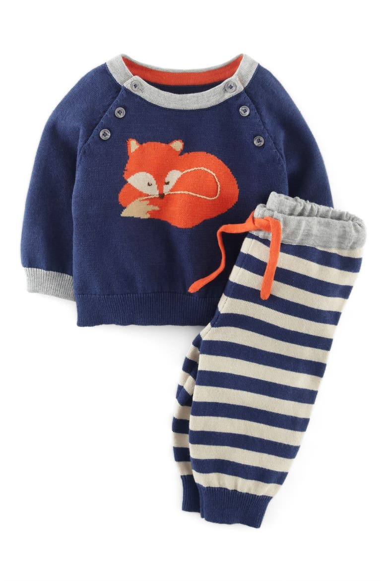 Knit Sweater & Pants, Main, color, NAVY/ SLEEPING FOX