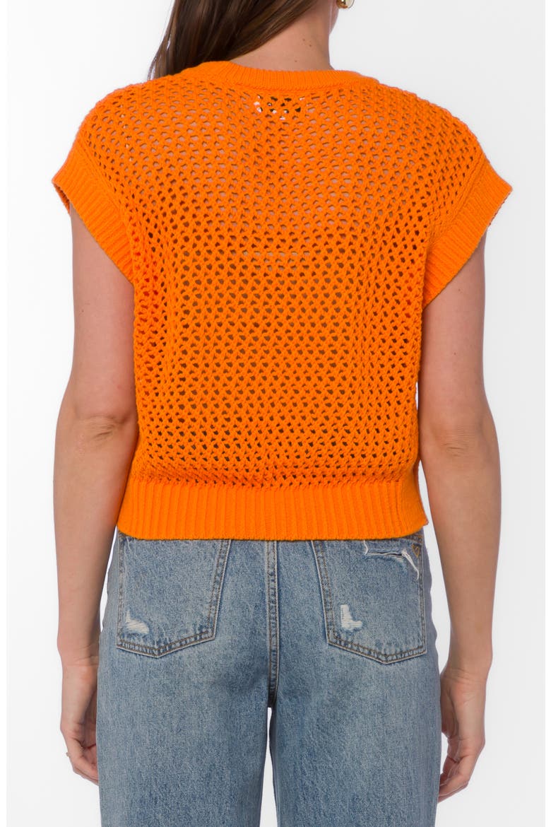 Arlo Open Stitch Short Sleeve Sweater, Alternate, color, RUSSET ORANGE