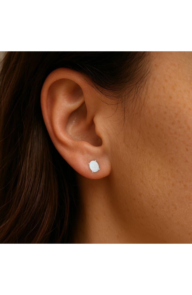 Donatello Gian Sterling Silver Oval Opal Studs, Alternate, color, Silver