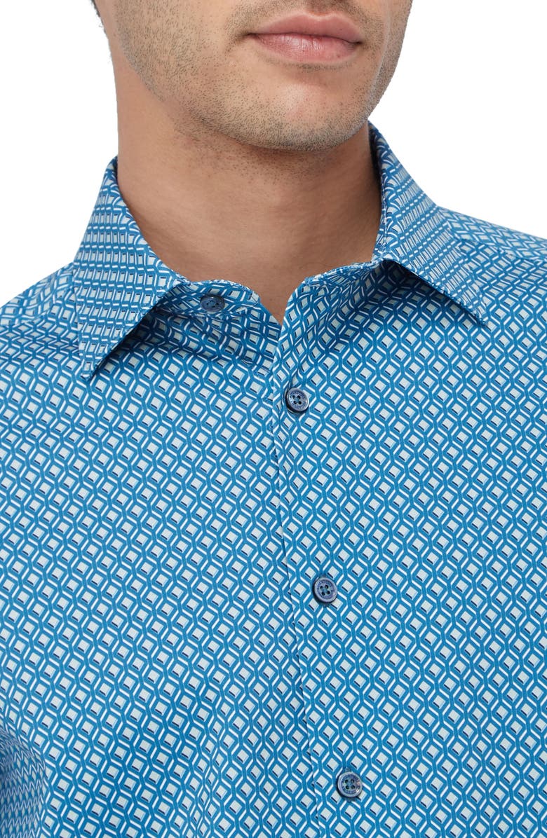Bugatchi James OoohCotton<sup>®</sup> Diamond Check Button-Up Shirt, Alternate, color, Teal