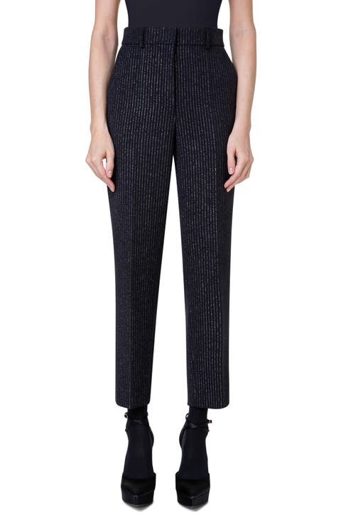 Feryn Metallic Pinstripe Ankle Pants