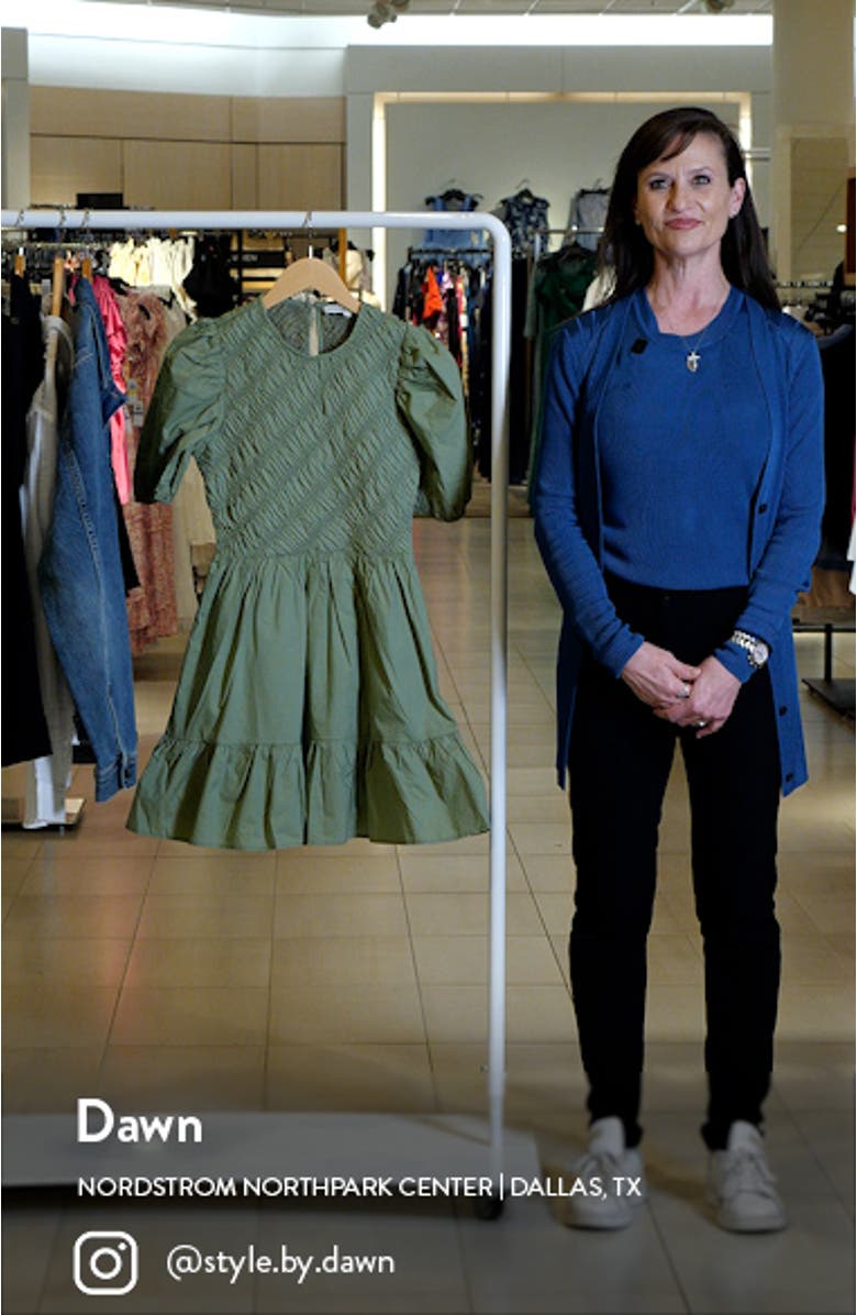 Shirred Puff Sleeve Cotton Minidress, sales video thumbnail