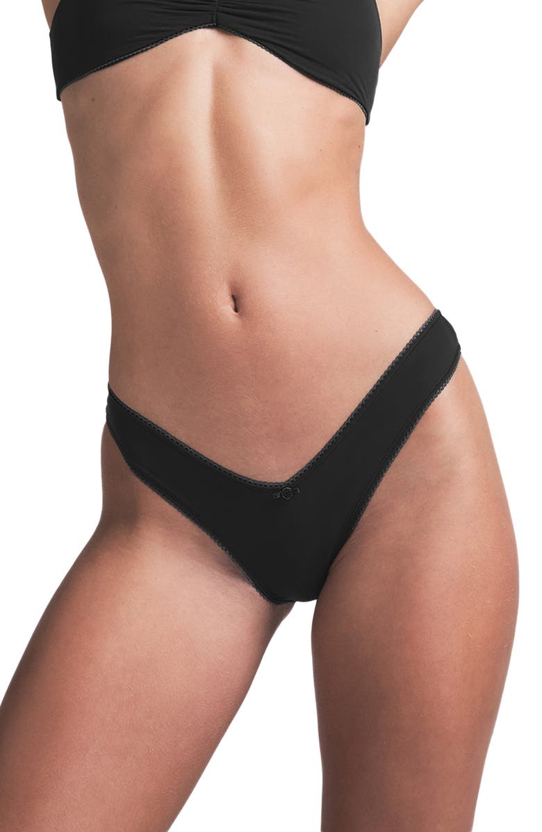 SKIMS Fits Everybody Picot Tanga, Main, color, Onyx