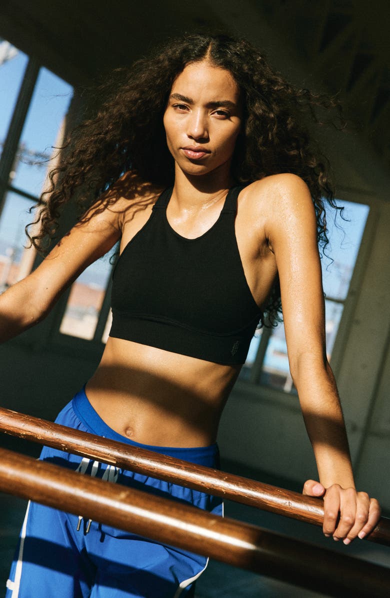 Free People FP Movement On the Radar High Neck Sports Bra, Alternate, color, Black