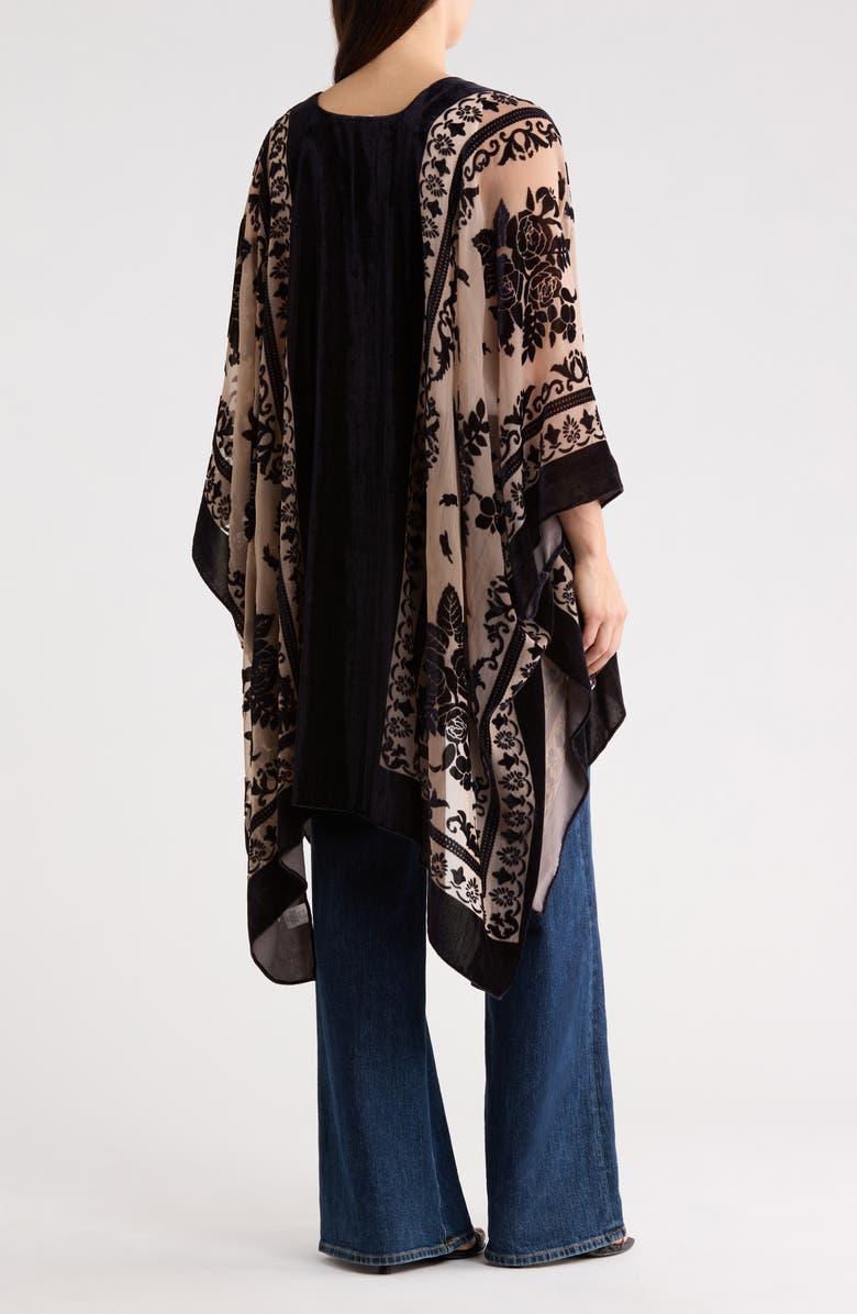 Melrose and Market Floral Burnout Ruana, Alternate, color, Black