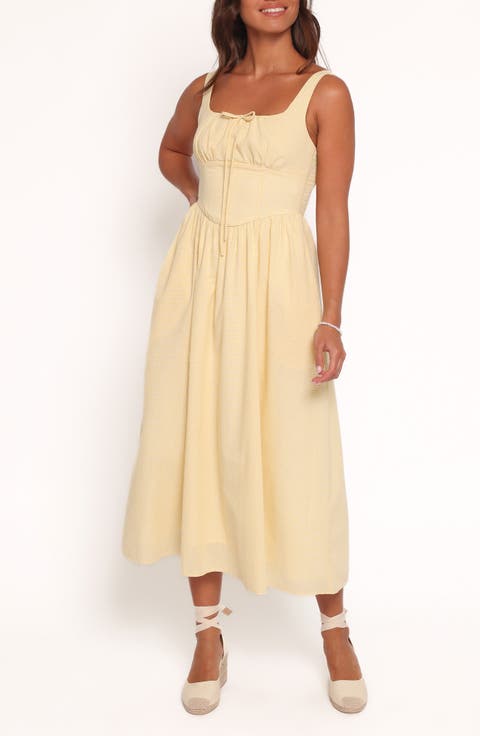 Kinslee Corset Cotton Blend Midi Dress