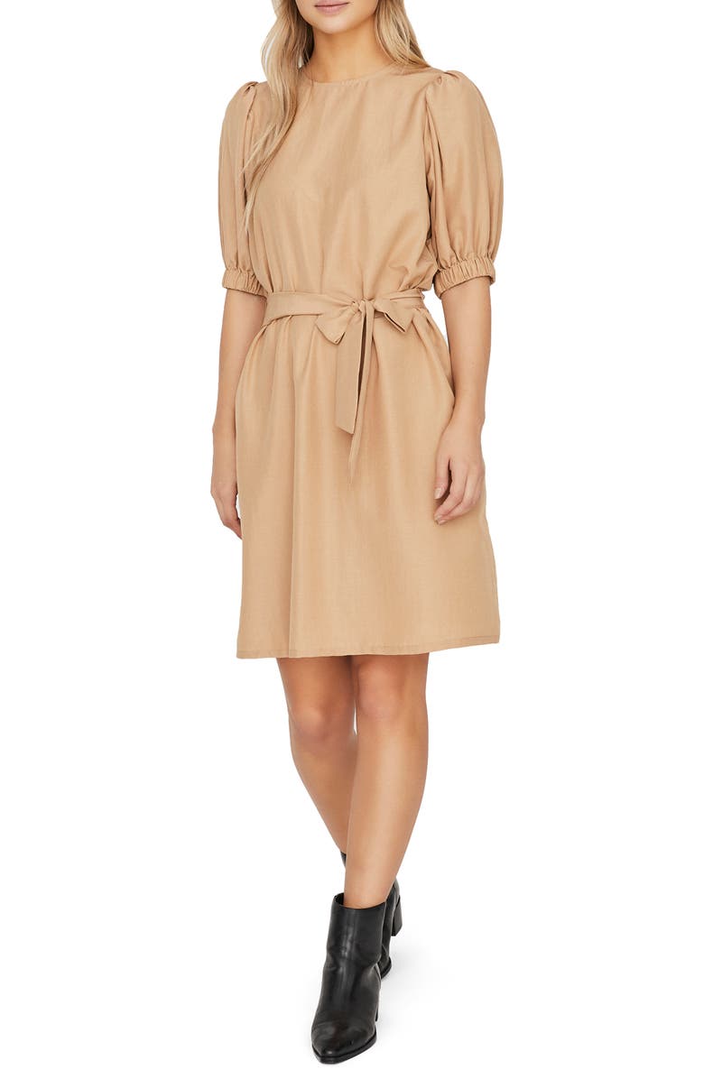 AWARE by VERO MODA VERO MODA Lucinda Puff Sleeve Tie Waist Dress, Main, color, 