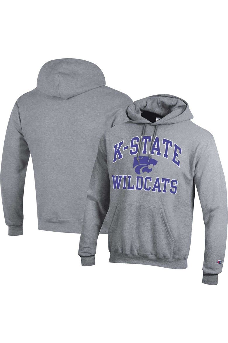 Men's Champion Heather Gray Kansas State Wildcats High Motor Pullover Hoodie, Main, color, Heather Gray