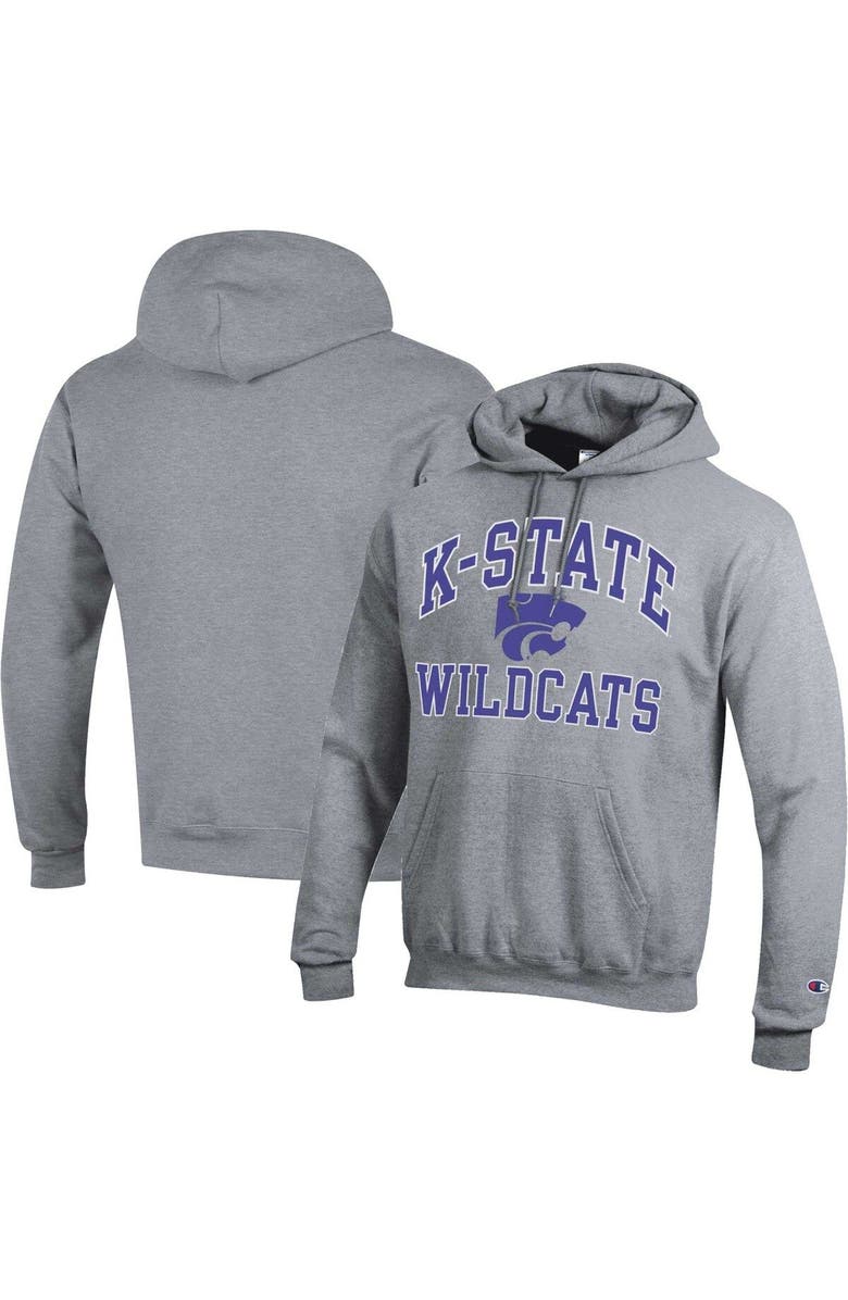 Champion Men's Champion Heather Gray Kansas State Wildcats High Motor Pullover Hoodie, Main, color, Heather Gray