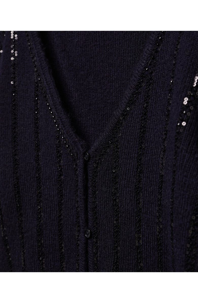 MANGO Sequin Stripe V-Neck Cardigan, Alternate, color, 