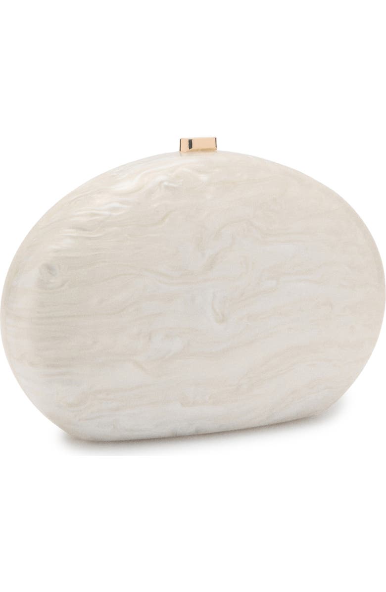 MANGO Oval Frame Clutch, Alternate, color, Ivory White