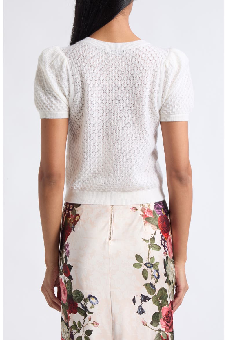 Sabine Puff Sleeve Cashmere Blend Cardigan, Alternate, color, SOFT WHITE