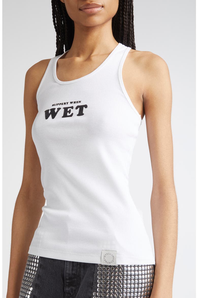 Slippery When Wet Flocked Rib Tank, Alternate, color, PURE WHITE