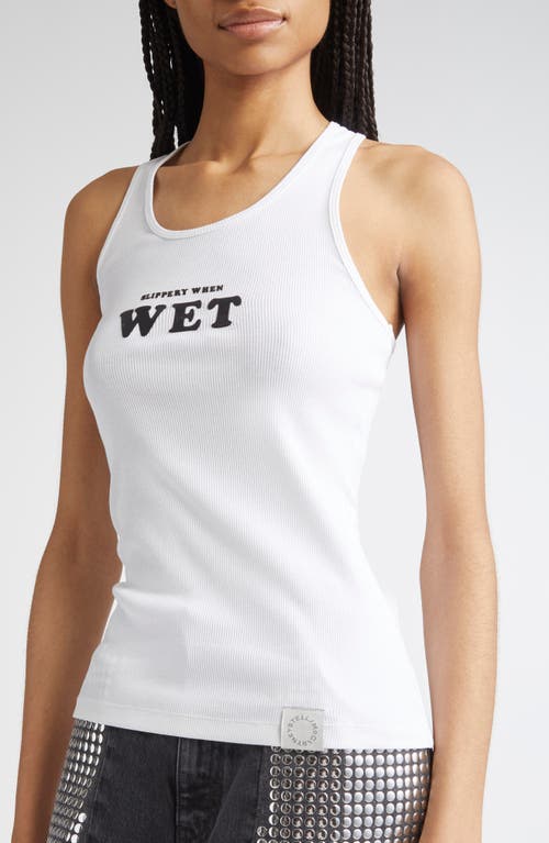 Stella Mccartney Slippery When Wet Flocked Rib Tank In White
