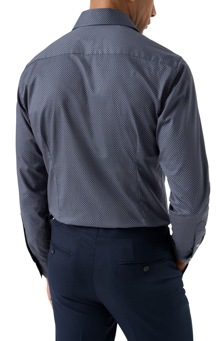 Eton Contemporary Fit Geometric Print Organic Cotton Dress Shirt, Alternate, color, Navy
